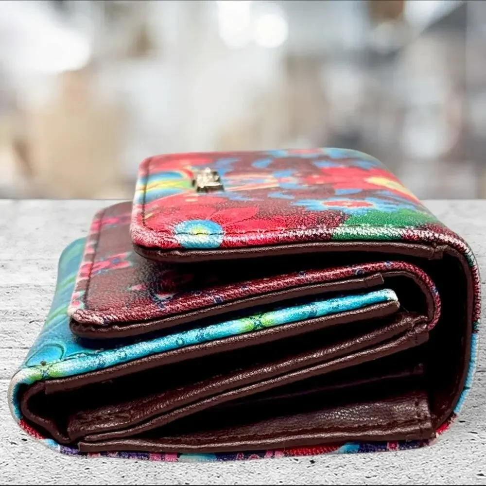 Desigual Wallet Compact Colorful Vibrant Abstract Floral